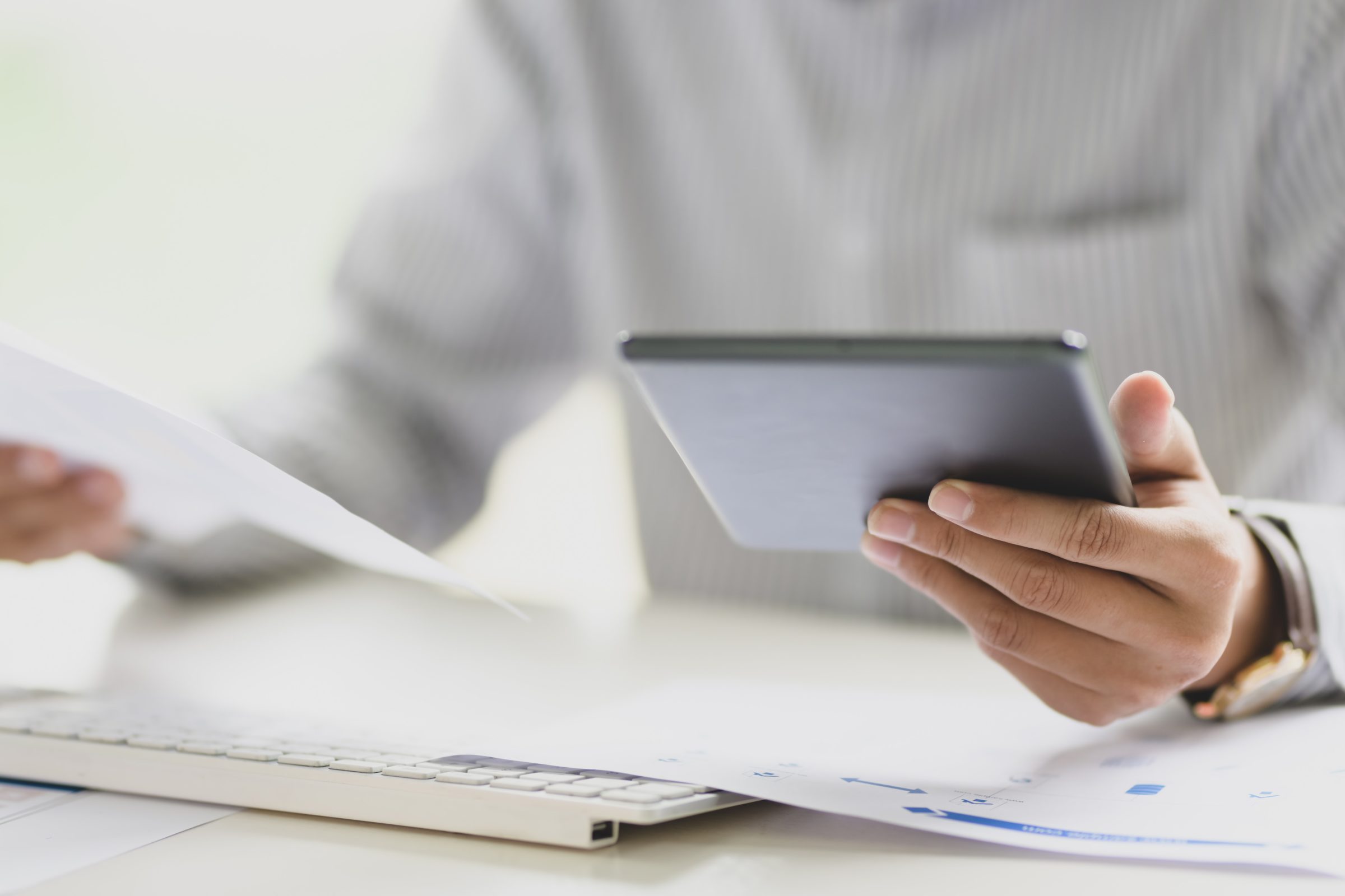 Man manually checking for conflicts of interest